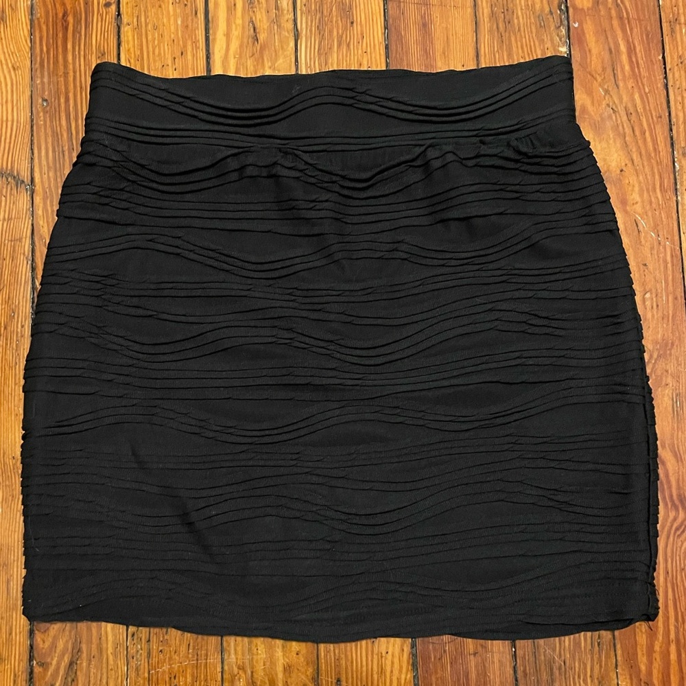 Classic Black Textured Skirt